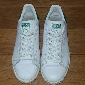 Adidas White Stan Smith Sneakers with Green Accents